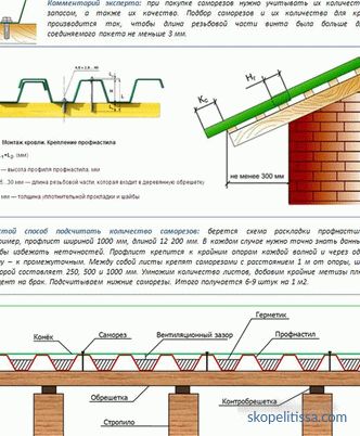 Samořezné šrouby pro střechu z profesionální podlahy - schéma upevnění a náklady na 1 m2 (foto, video)