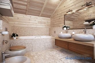 Koupelna design v dřevěném domě - pravidla uspořádání moderního interiéru